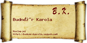 Budnár Karola névjegykártya